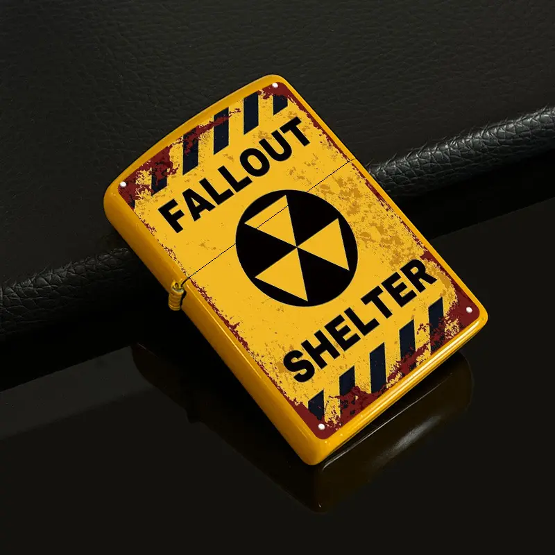 Retro Shelter Theme Metal Kerosene Lighter, Vintage Refillable Windproof Pocket Lighter for Men, Collectible Gift Box, Camping EDC Men's Accessories (No Fuel Included)