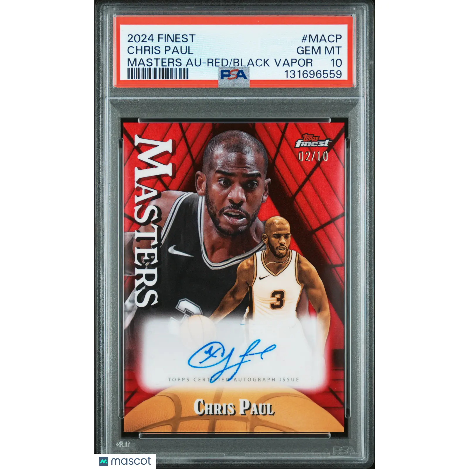 2024 Topps Finest Masters Autograph Chris Paul Red Black Vapor 02/10 PSA 10