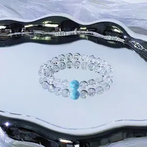 【BB Jewelry】White Quartz X larimar bracelet Adjustable Boho Beach Bracelet Set