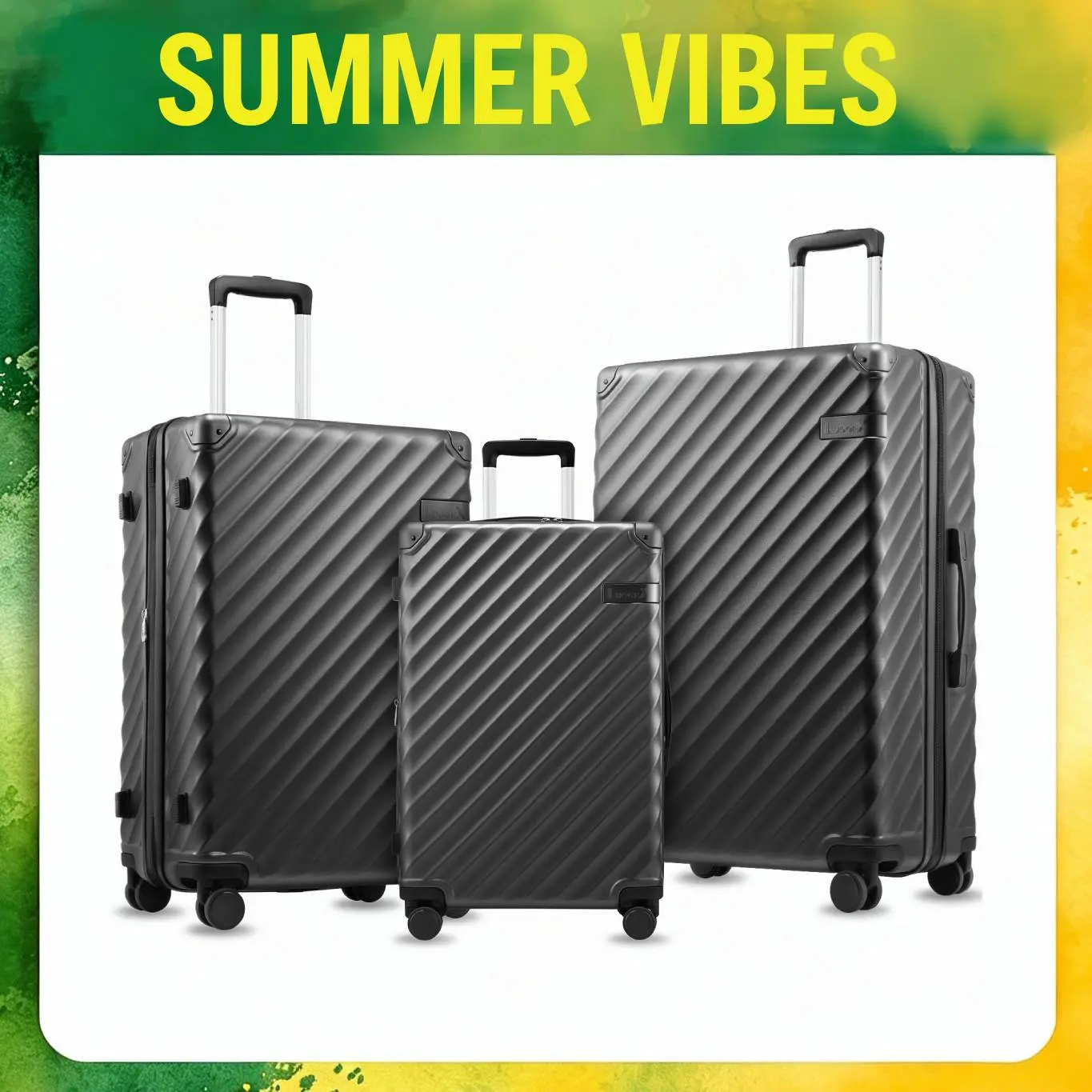 LUGGEX 3 Piece Set Luggage with Spinner Wheels, Polycarbonate Expandable Hard Shell Suitcase with TSA Lock for Travel & Business summervibes EX-Core tiktokshopbacktoschool
