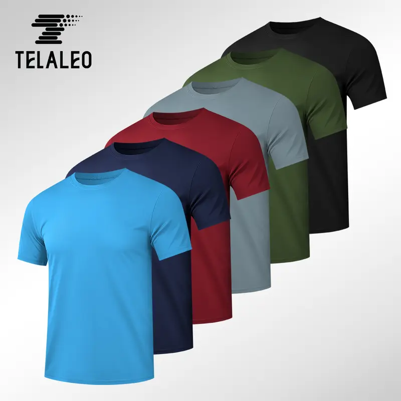 TELALEO Men's 6-Pack Quick Dry Short Sleeve Crew Neck Lightweight High-Performance Sports T-Shirts - Fitted Cut Performance Gear for Gym, Athletic Training, Running,outdoorfun