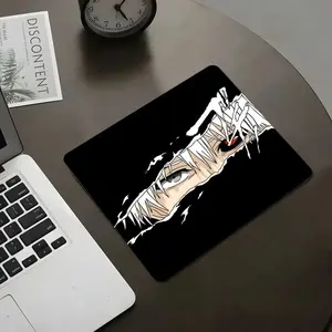 Black-White Fierce Anime Style Square Mouse Pad, Personalized Office Desktop Non-Slip Pad, Rubber Non-Slip Lock Edge Waterproof Small Size Pad, Anime Mousepad, Personalized Gift For Family And Friends