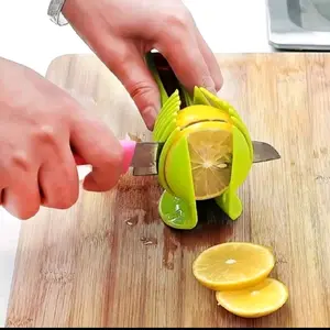 Easy To Grip Tomato And Lemon Slicer - A Multi Blade Fruit Cutting Tool With Round Fruit Pliers, Egg Slicing Accessories, Durable Plastic, Green - Perfect For Kitchen Preparation, Tomato Slicer