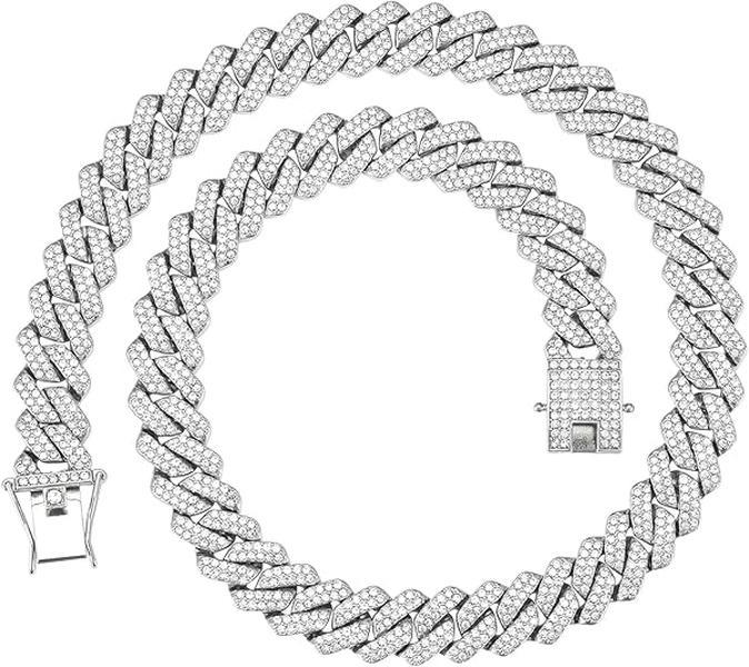 Cuban Link Chain for Men Women Iced Out Silver/Gold/Rose Gold Miami Cuban Necklace Bling Diamond Chain Hip Hop Jewelry punk accessory Cuban Link Chain for Men Women Iced Out Silver/Gold/Rose Gold Miami Cuban Necklace Bling Diamond Chain Hip Hop Jewelry punk accessory