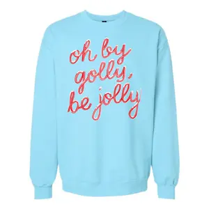 Oh By Golly Be Jolly Candy Cane Print Crewneck Athletic Fit Sweatshirt for Festive Comfort
