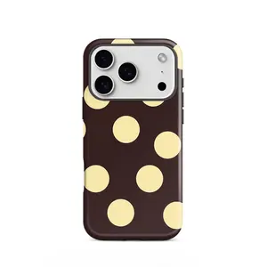 Butter yellow polka dot design 2-in-1 phone case, sturdy and durable protective case, compatible with iPhone 17/16/15/14/13/12/11 Pro Max/Plus/Pro, Samsung Galaxy S25/S24/S23 Ultra series, simple and stylish phone case.