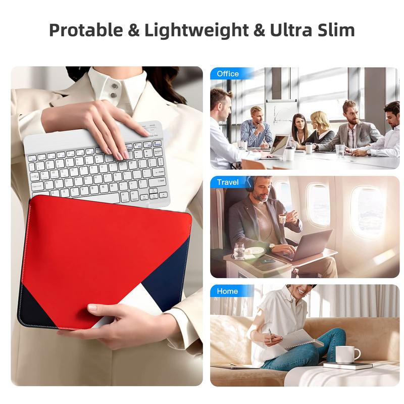 10 inch Wireless Keyboard Devices with Bluetooth, Slim Wireless Portable Travel Office Computer Accessories, for ipad, Android,Tablets, etc Rechargeable