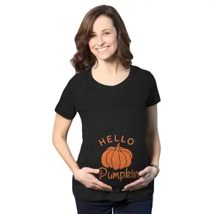 Maternity Hello Pumpkin T Shirt Funny Pregnancy Halloween Fall Autumn Lover Graphic Tee Funny Graphic Maternity Tee Cute Pregnancy Tees With Plus Sizes Pregnant Halloween Maternity Wear Maternity Shirts Black