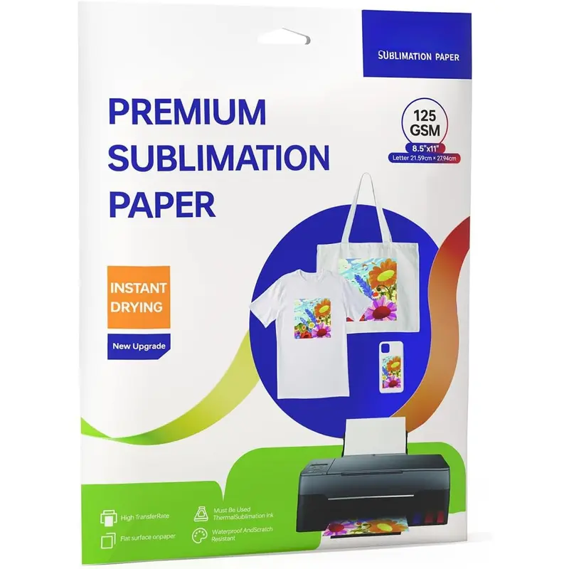 Sublimation Paper 30 Sheets Heat Transfer Paper 8.5x11 inch Compatible with Inkjet Sublimation Printer 125g