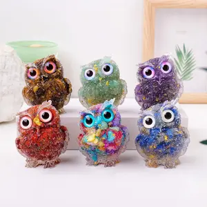 Natural Crystal & Gravel Owl Animal Crafts, 1 Count Owl Shaped Figurines, DIY Resin Table Decor, Home Decor, Collect Gifts, Ornaments