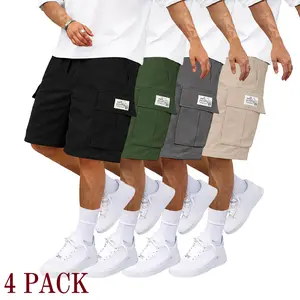 Men's Workwear Shorts Set of 4 - Non-Stretch Fabric with Zippered Pockets, American Vintage Style, Suitable for Outdoor Activities and Everyday Casual Wear - Multi-Pocket Design, Made of Non-See-Through Material, Versatile Apparel, Perfect for Outdoor Ent