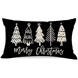 1PC, Contemporary Throw Pillow Cover, Merry Christmas Tree Design, Home Décor Products, Decorative Lumbar Pillow Case for Home Sofa Couch, Single Sided Printing, No Pillow Core