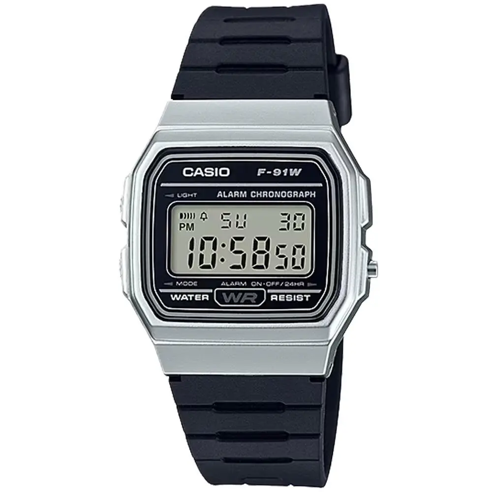 Casio Men's Classic Digital Watch with Silver Case - F-91WM-7ACF