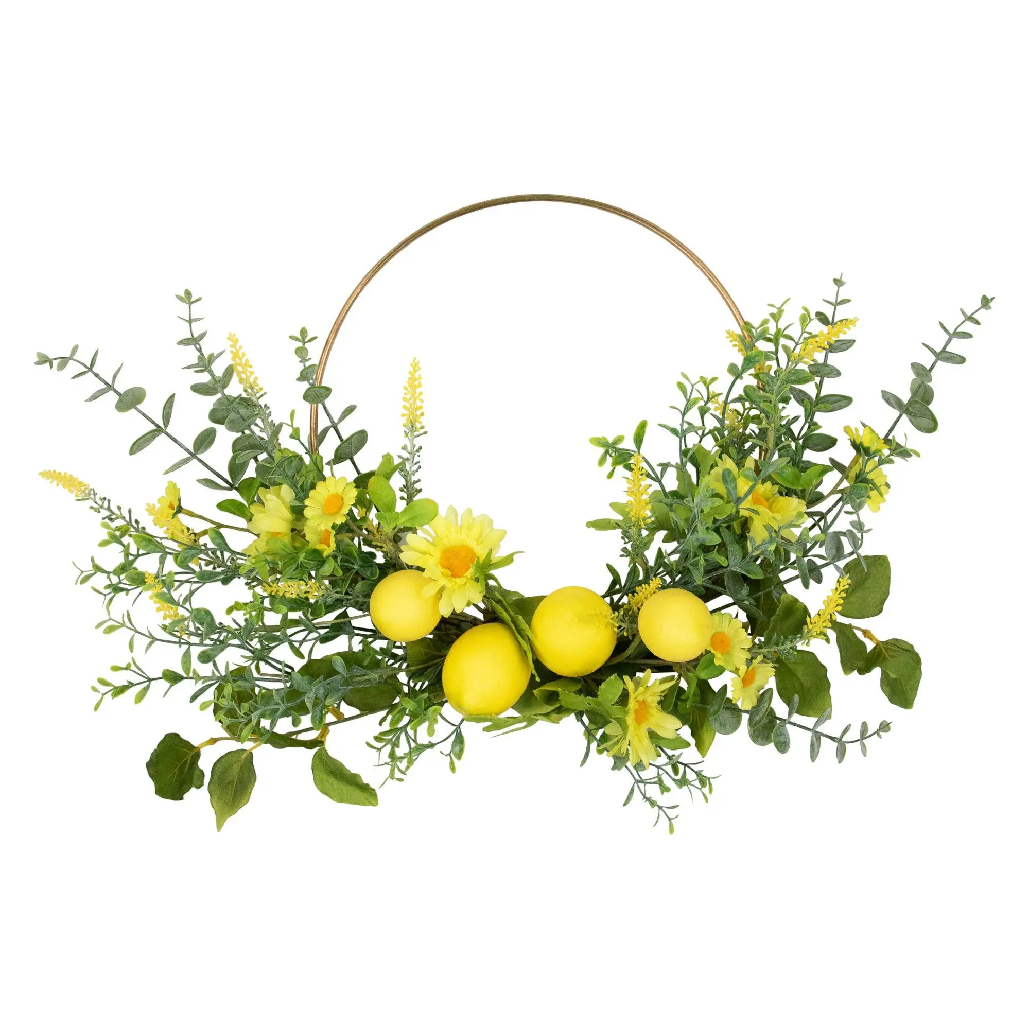 Northlight Lemon and Daisy Springtime Half Wreath - 22"