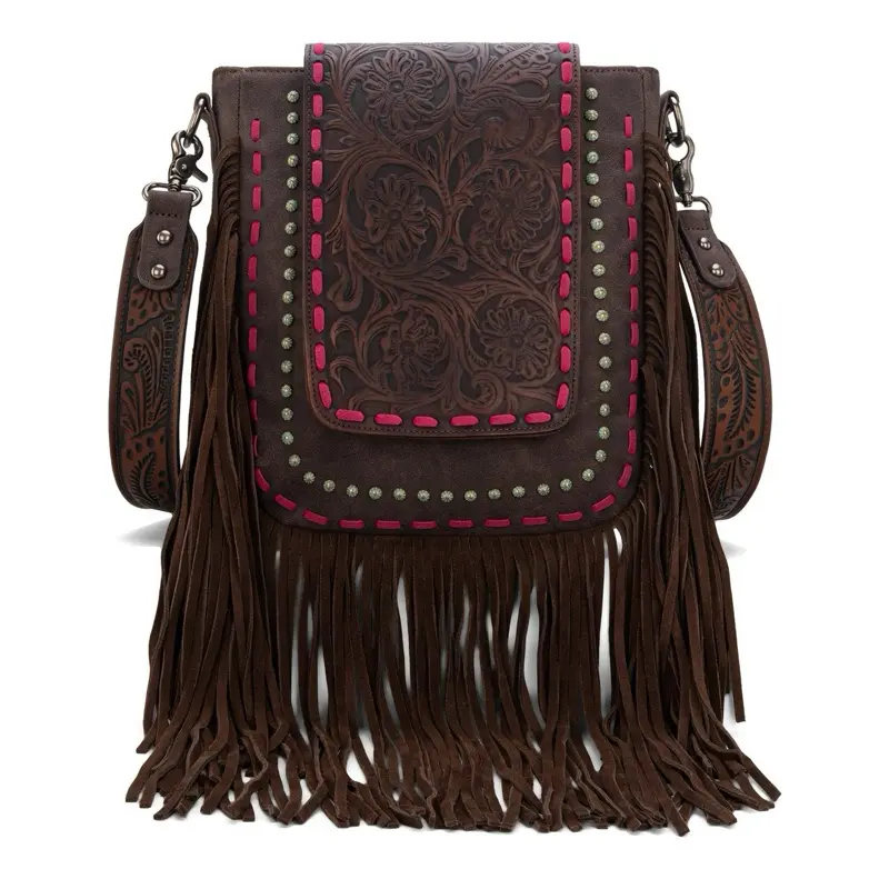 Montana West x Trinity Ranch Floral Tooled Large Crossbody Bag w/ Detachable Strap
