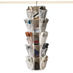 Mainstays 5-Tier/40-Pocket Canvas Carousel Organizer - Closet Storage-Hanging Storage