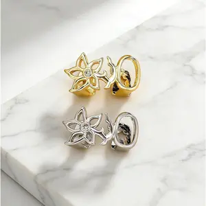 2pcs Aesthetic Gold Plated Diamond Cut Grillz - Dainty Butterfly & Flower Accents, Top Teeth Protective Gear for Hip-Hop, Streetwear Looks