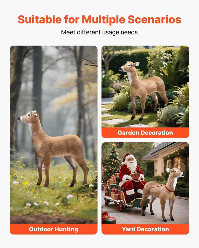 VEVOR Deer Decoy Outdoor Realistic Durable Doe Decoys for Hunting Foldable Legs 1-Pack