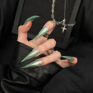 Handmade Gradient Dragon Claw Nails, Long Glossy Cat Claws, European Style Wearable Nails, Single Item, No Flammable Liquid