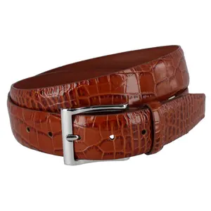 Trafalgar Elias Embossed Gator 35mm Leather Belt, Embossed Leather Belts