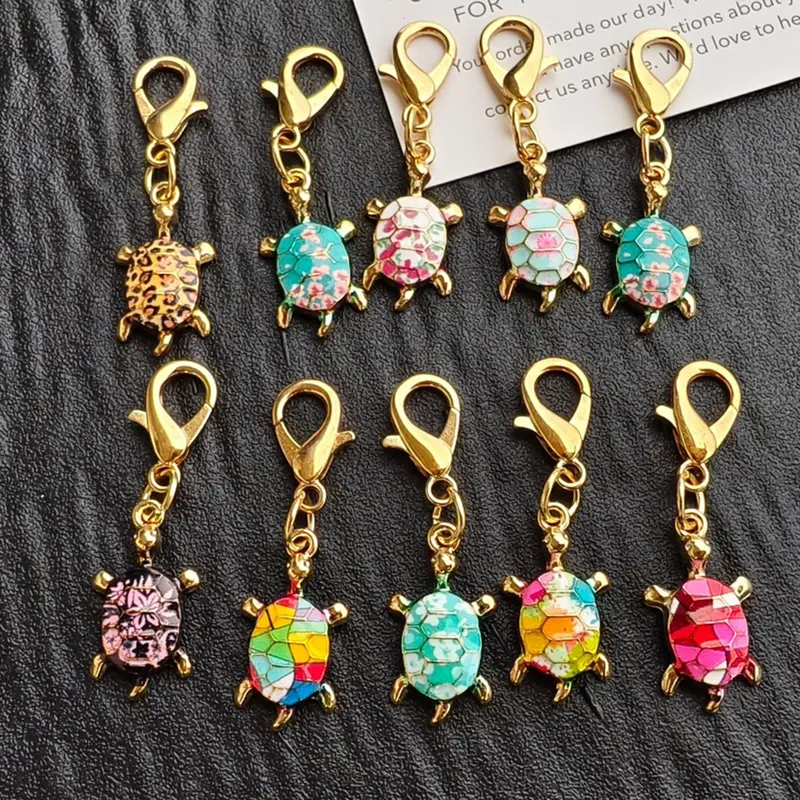 10 Pcs Turtle Keychain Set, Keychain Kawaii, Cute keychains, Cute and Fashionable, Various Styles, Perfect for Backpacks, Wallets, Handbags, Casual Shoes, Multiple Colors