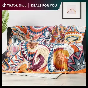 PEACE NEST 100% Cotton Throw 60"x80" Plaid Multi-Color Designs in 6 Styles Gift for Family Blanket Lightweight Versatile Machine Washable Bedding