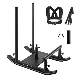 fathersdaygift VEVOR Weight Sled, Steel Power Sled, Fitness Strength Training Sleds for Athletic Exercise Speed Improvement, Workout Fitness Equipment with Handle, Compatible with 1/2 in Weight Plates, Black