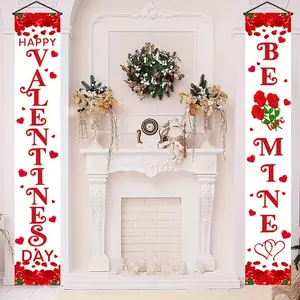 A pair of Valentine's Day themed party decorations, perfect for indoor and outdoor decoration, suitable for porch, yard, garage, and home decoration. Durable polyester fiber hanging decorations, romantic event decorations, home decoration