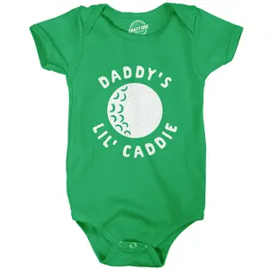 Daddy's Lil' Caddie Baby Bodysuit Funny Golf Lover Newborn Infant Jumper Funny Baby Onesies Funny Golf Onesie Novelty Onesie Green