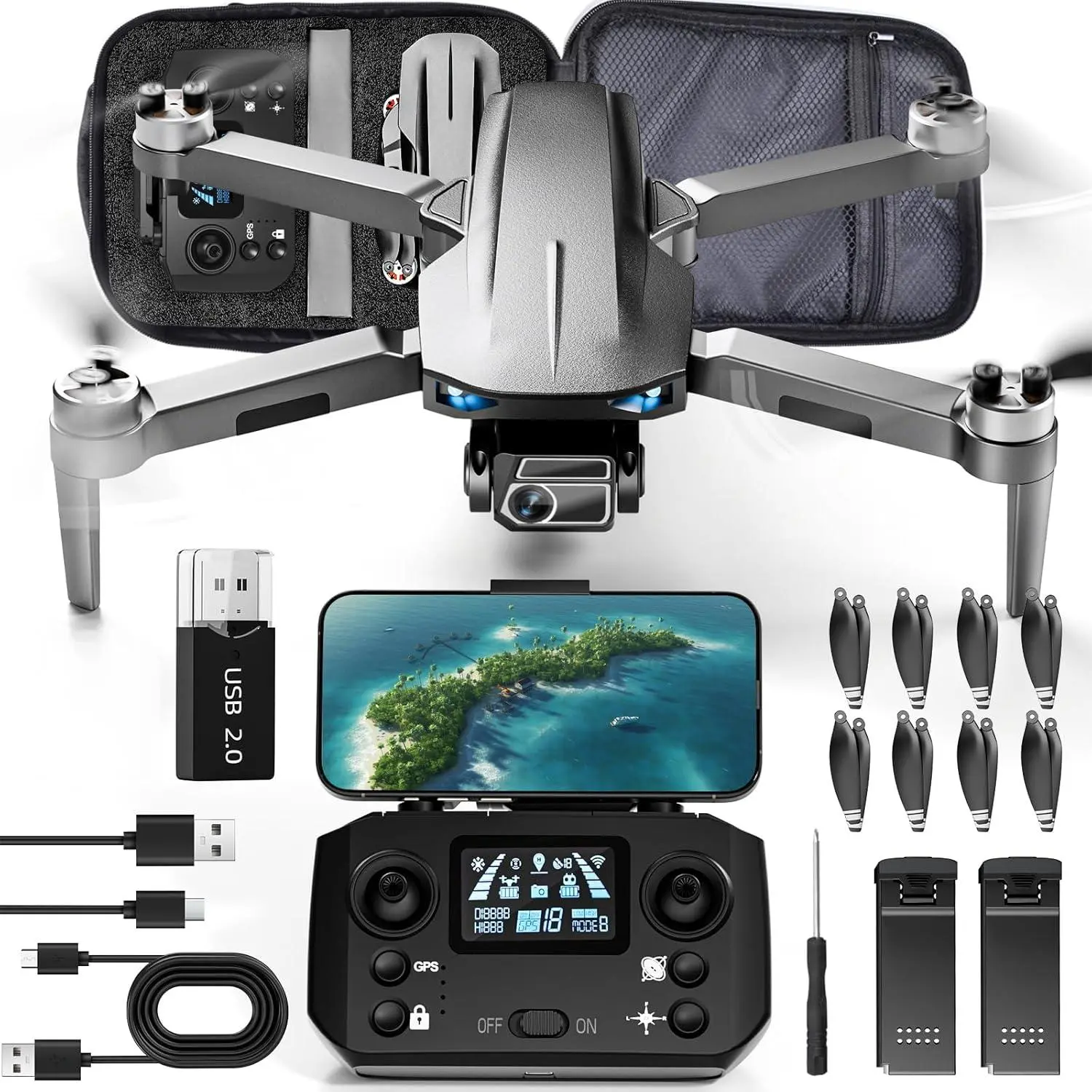 HD 4K Drone with 4K Camera for Adults Beginner,249g Lightweight Foldable 5G FPV Transmission, RC Quadcopter,Brushless Motor,Smart Return Home,Headless Mode and 2 Speeds Easy Controi Professional Drone Photographic Drone Gift