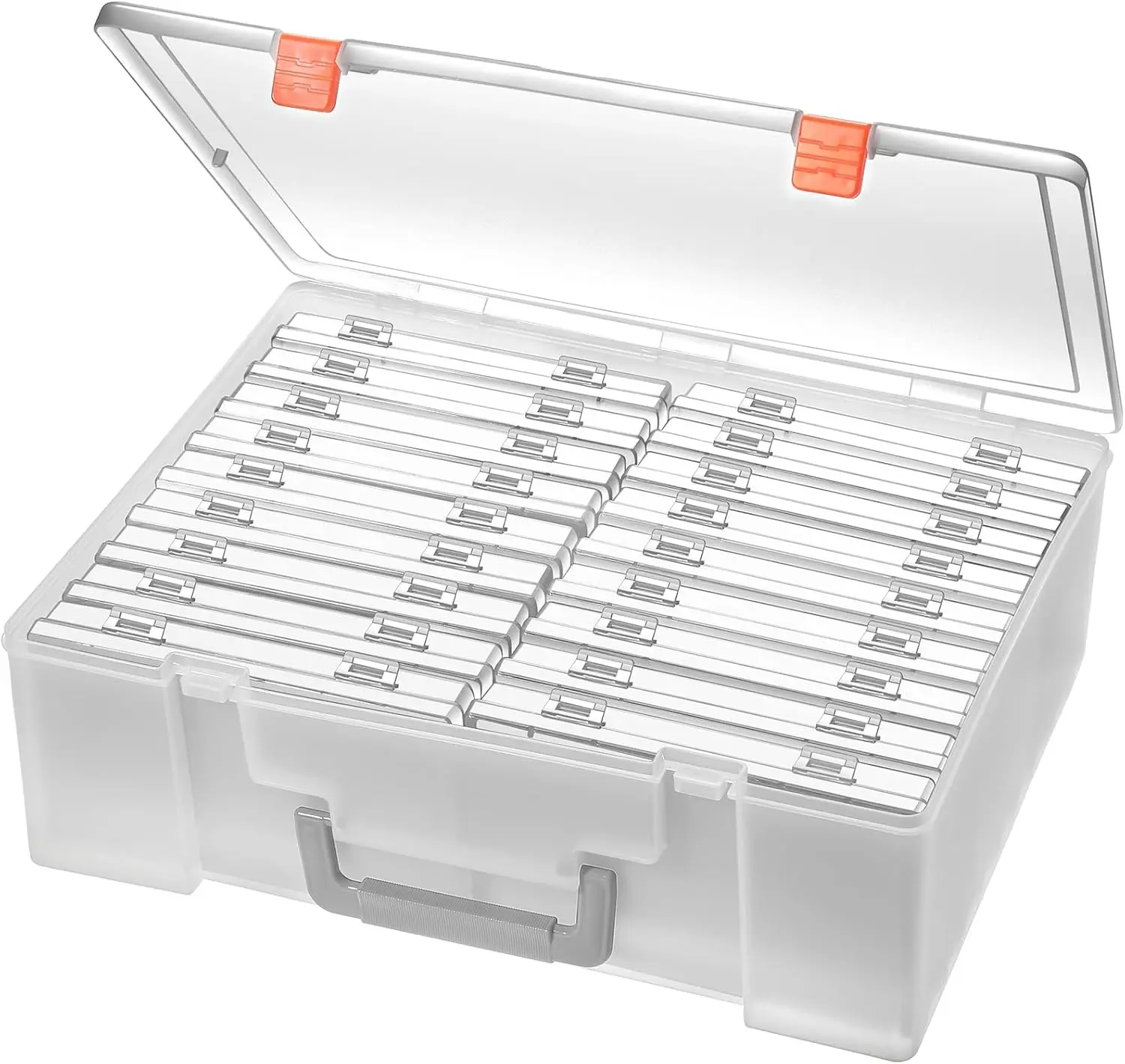 Photo Storage Box 4x6, 18 Inner Extra Large Organizer Acid-Free Photo Keeper Storage Case, Plastic Craft Storage Box for Stickers Stamps Seeds (Clear, 18 Boxes)