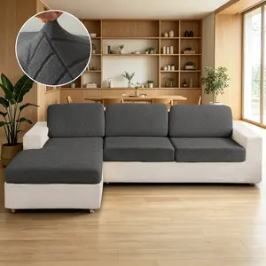 6 Counts Modern Anti-Slip Elastic Sofa Cover, Universal Slipcover for L-Shaped & 1-4 Seat Sofas, Elastic Seat Cover