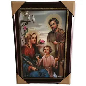 Sagrada Familia"widex41"tall 25724 Brown-Tone Frame Thin Light Weight Full Body Holy Family Fino Marco Delgado Fancy Imagen Image Cuadro Mother Mary Virgen Maria Religious art image, home decor, wall decor, church events,