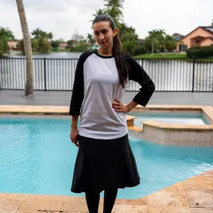 Devorah's Secret Modest Top 100% Cotton Jersey Black & White 3/4 Sleeves Womenswear Underwear top