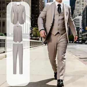 Plus Size Men's Champagne 3-Piece Suit, Big & Tall Formal Tuxedo