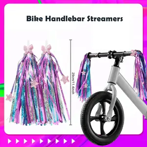 2 Pack Shiny Bicycle Decorative Ribbons, Scooter Handlebar Tassels, Colorful Bike Handlebar Streamers for Balance Bikes, Scooter, Bicycle, Tricycle, Lovely Bike Decorative Accessories, Perfect For Gift