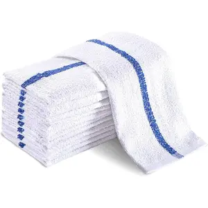 Universal Cleaning Towels, Bulk 36 Pack, 16” X 19” 100% Cotton Fully Bordered Commercial Grade Terry Weave Cloth Bar Mops for Everyday Restaurant or Home Use