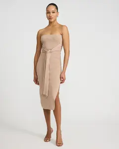 Express Strapless Tie Front Midi Sweater Dress