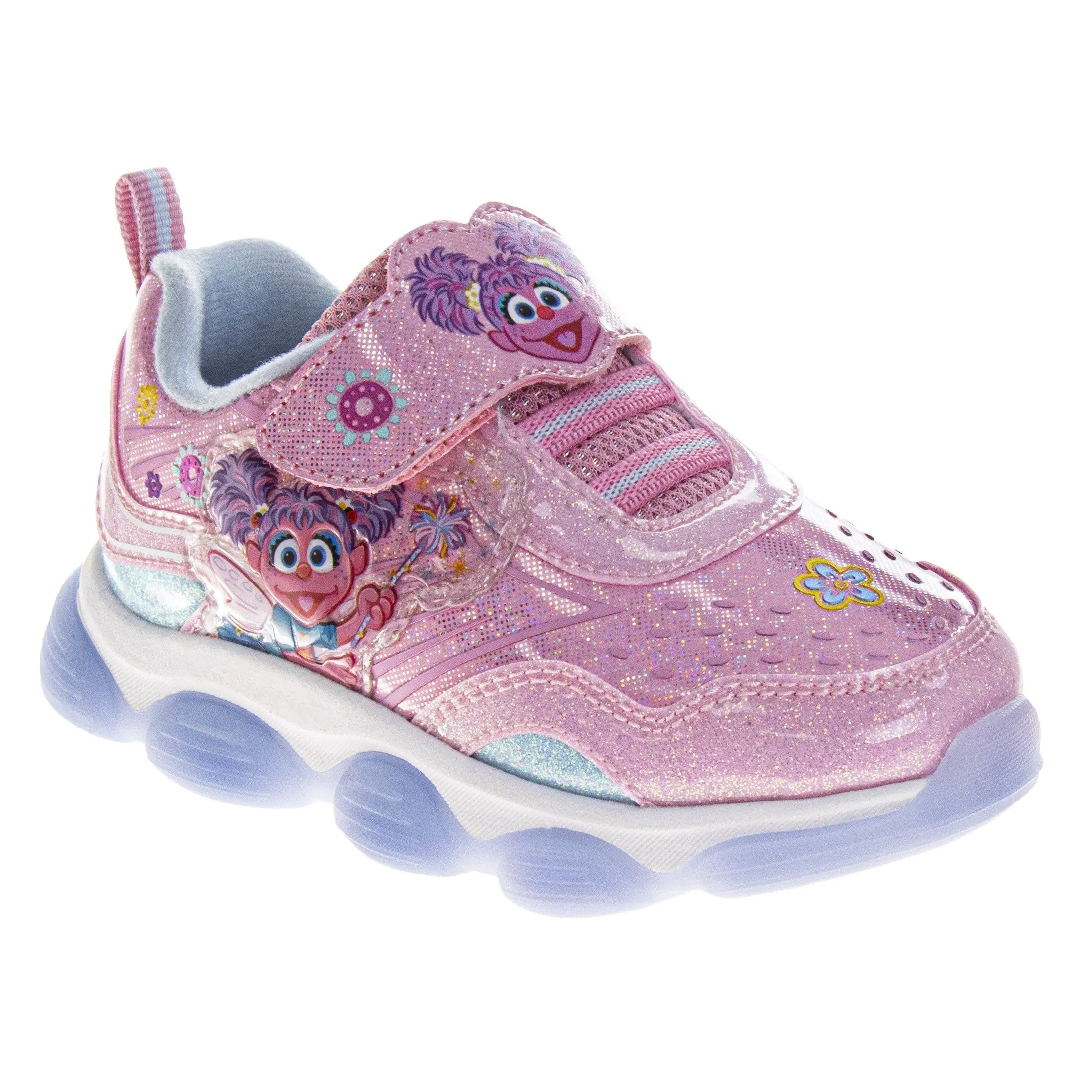 Sesame Street Toddler Girls' Abby Cadabby Synthetic Sneakers with Light-Up Soles, Round Toe and Adjustable Hook and Loop Closure, Fashion Trainers, Size 5, Hook & Loop, All Seasons, Adjustable Fit, Pull Tab, 4 - 5 Years, Adjustable Velcro