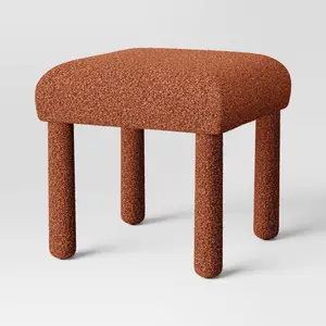 Upholstered Stool Ottoman Rust Boucle - Room Essentials