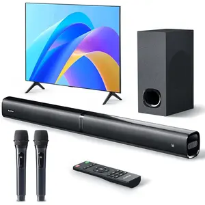 Soundbar with Subwoofer for TV,  Theater  5.3 Speaker System with 2  Karaoke Mics, Surround Sound Audio with HDMI ARC, Optical, AUX, USB for Movie, , Family Party( 240W)