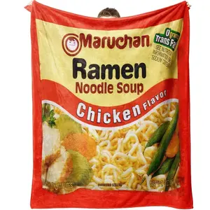 Chicken Noodle Pattern Blanket, Soft Comfortable Throw Blanket, Ideal for Home Office School Dorm Camping Travel, Soft Cozy Blanket