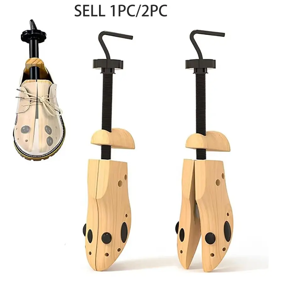 Adjustable Wooden Shoe Stretcher, Wide Foot Shoe Support, Expandable Shoe Width & Length, Unisex Large Size Shoe Expander