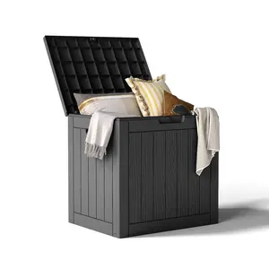 Outdoor Storage Box, 31 Gallon Deck Box Indoor and Outdoor Use, Waterproof Resin Storage Bin for Package Delivery, Patio Cushions, Gardening Tools, Lockable, UV Resistant