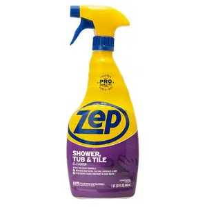 ZEP 32 oz. Shower Tub and Tile Cleaner, Multi-Purpose Bathroom Cleaner, Soap Scum Remover Acid, Tub and Sink Cleaner, Cleaner for Acrylic Tubs, Non-Abrasive Bathroom Cleaner, Bathroom Surface Cleaner, ZEP Acid Cleaner.
