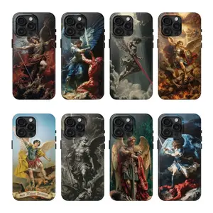 Arcangel Saint Michael Phone Case, Archangel Warrior Angel Protective Cover, Religious Catholic Christian Aesthetic CaseSuitable for iPhone 17-11 Pro Max/Plus and  Samsung Galaxy S23-25