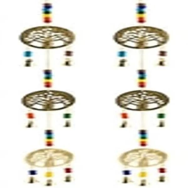 Triple Tree Of Life Brass Chime with Chakra Beads 26 Long