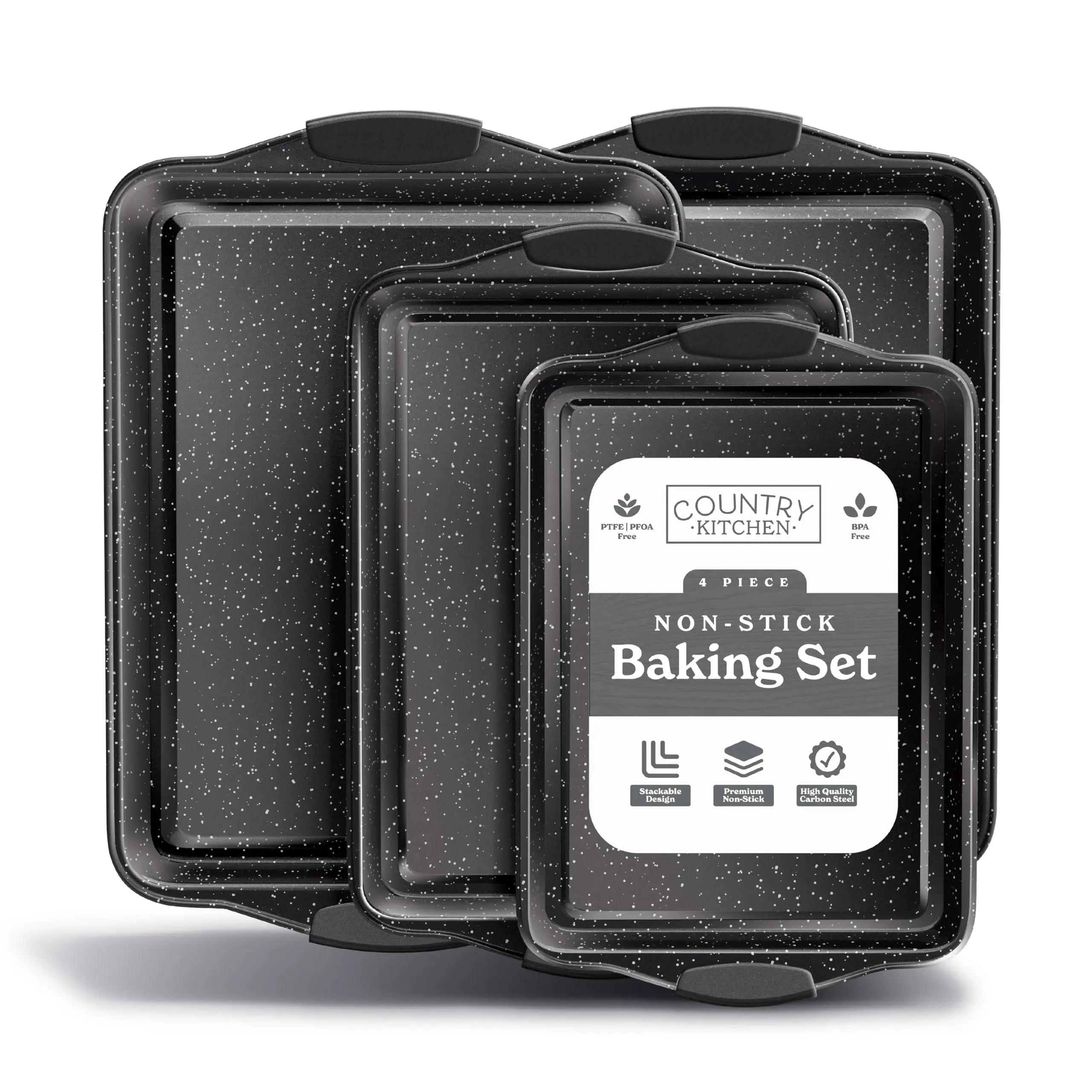 Country Kitchen Nonstick Stackable Bakeware Set - Durable, Easy Release Baking Set