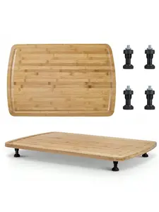 Gaomon 30-in Bamboo Stove Top Cover Board, Thin Stylish Extra Large Cutting Board with Groove & Adjustable Legs for Gas/Electric Stoves, Rvs & Campers, Kitchen Sink Countertop Extra Space Solution