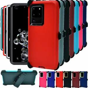 Rugged Defender Case For Samsung Galaxy Note 20 / Galaxy Note 20 Ultra / Shockproof Heavyduty Protection cover With Belt Clip Protector Phonecase  Protective Casing